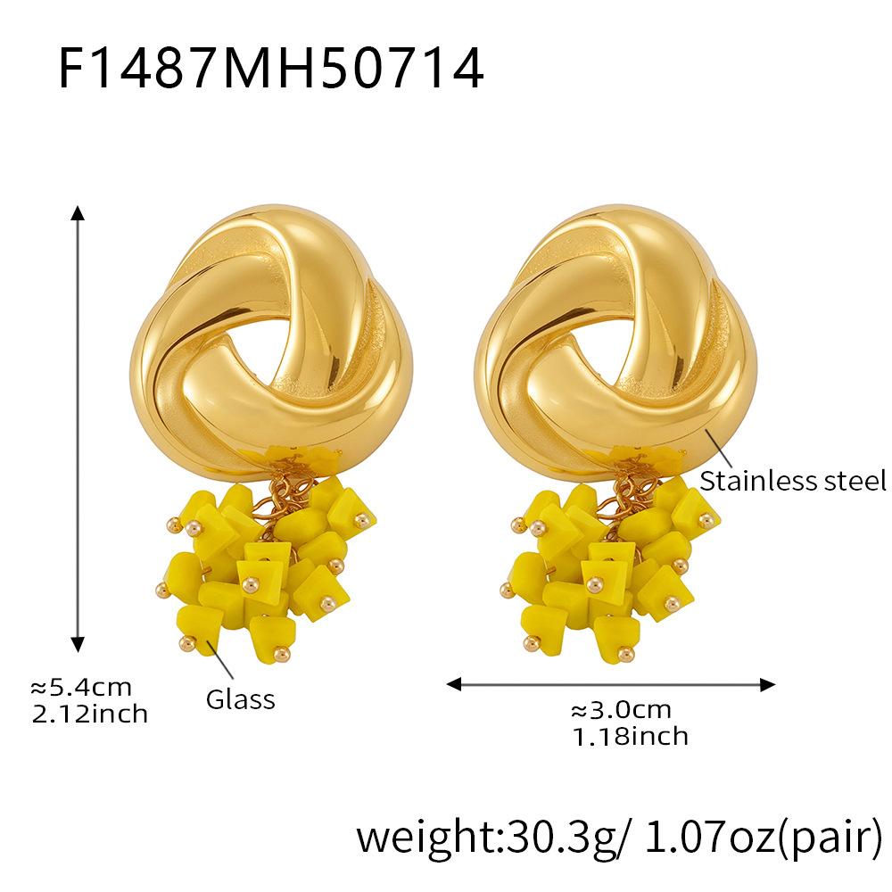 F1487-Golden Yellow Stone Earrings Picture7