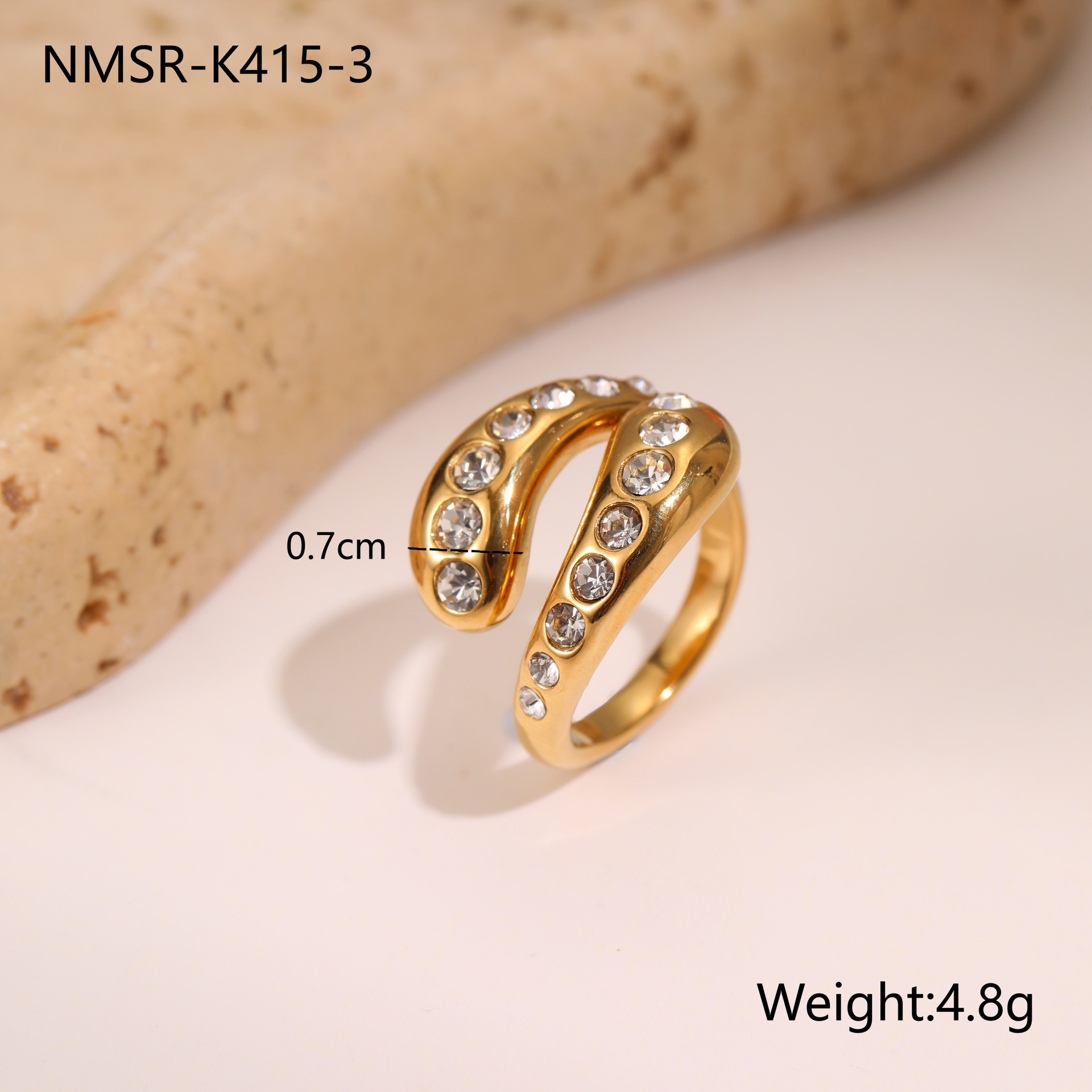 NMSR-K415-3 Gold Diamond Ring/One Size Picture5