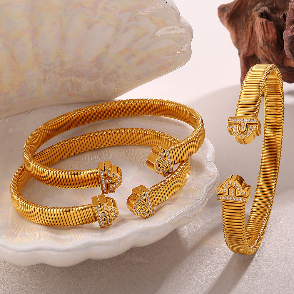 1 Piece Stainless Steel Gold Color Cuff Bangle