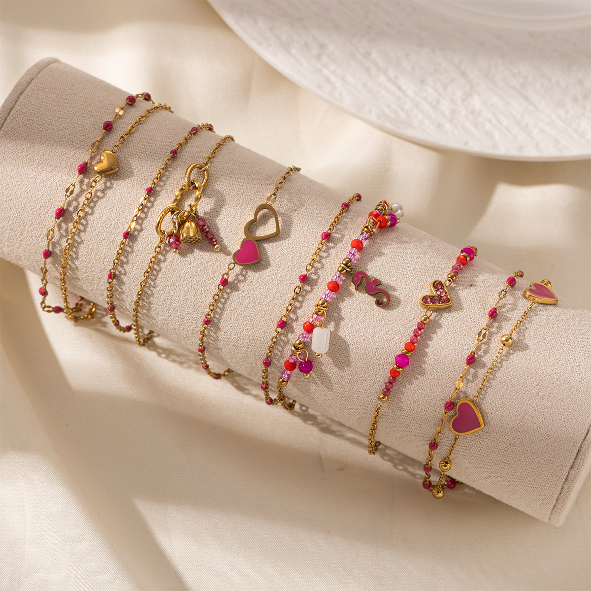 1 stuk Romantische Serie Sweet Heart Roestvrijstalen Goudkleurige Bedelarmband