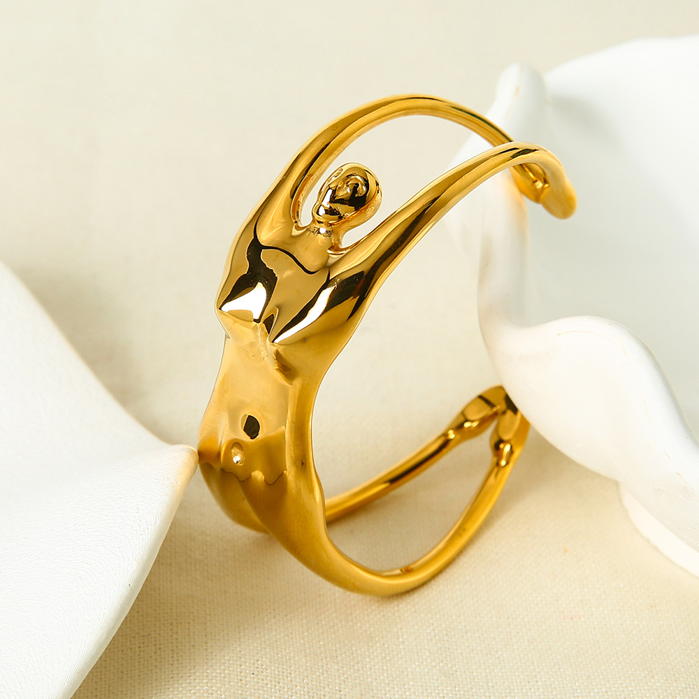 1 Piece Classic Retro Figure Stainless Steel  Gold Color Women's Cuff Bracelets