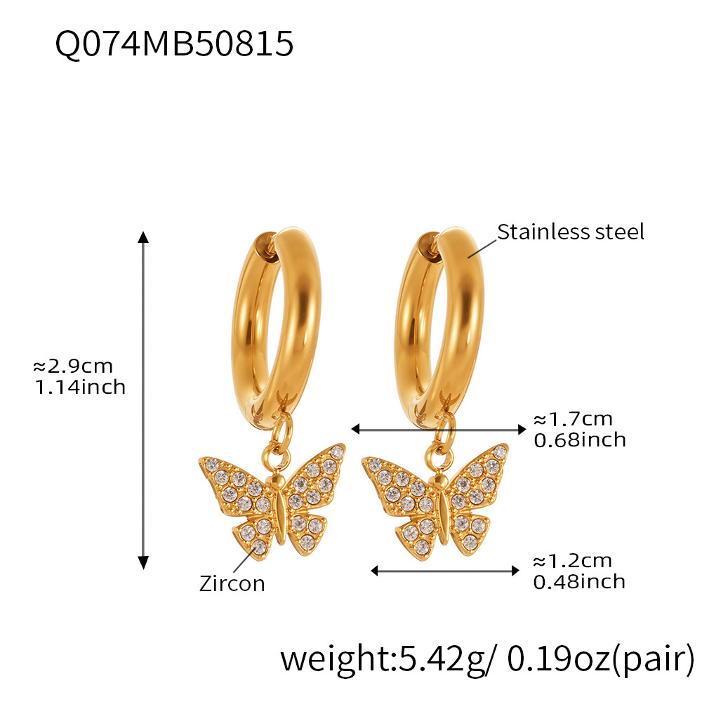 Q074-Golden Butterfly Zircon Earrings Picture13