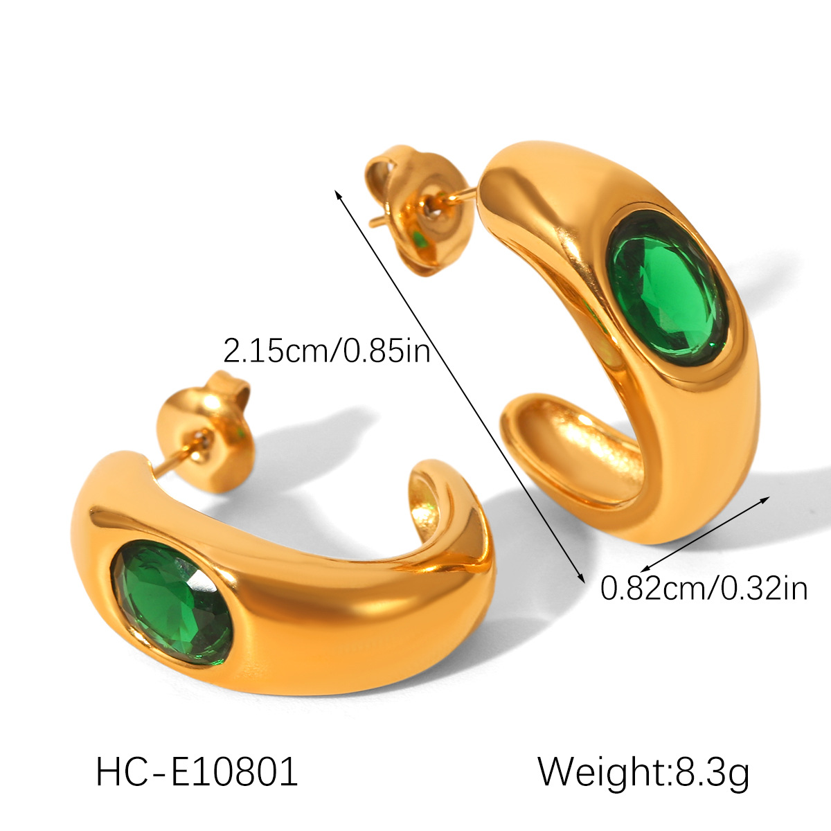 1 Pair Irregular Shape Stainless Steel Gold Color Zircon Women's Stud Earrings Picture2