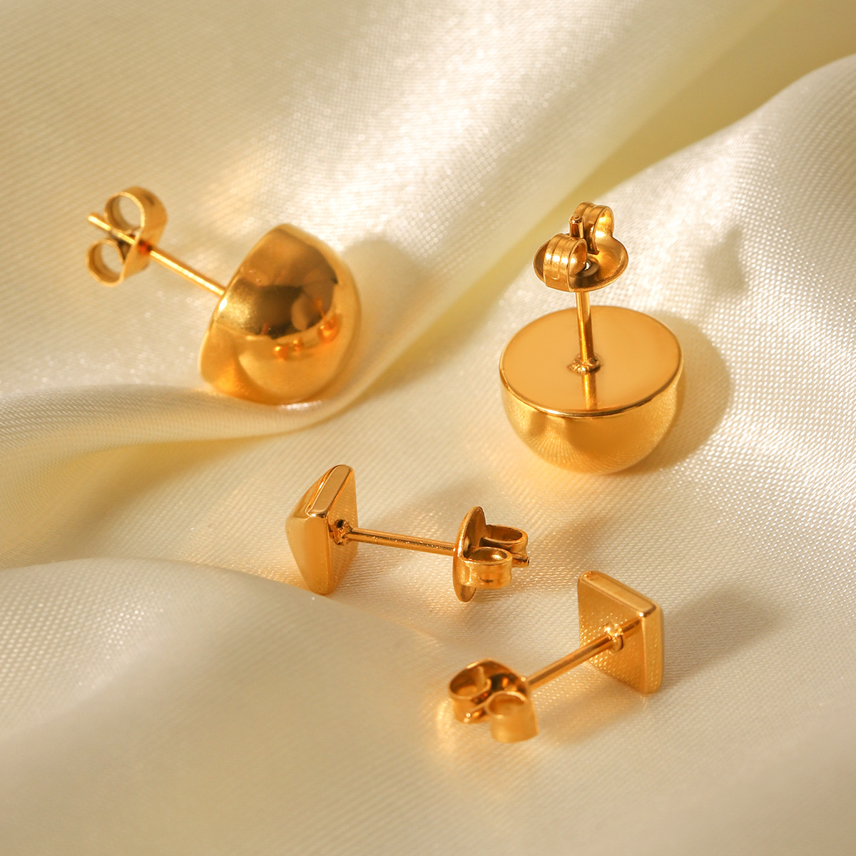 1 Pair Simple Irregular Shape Stainless Steel Gold Color Women's Stud Earrings Picture4