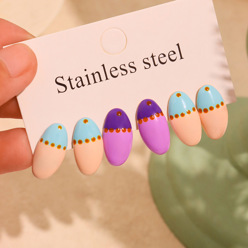 1 Pair Romantic Series Oval Stainless Steel Gold Color Women's Stud Earrings Picture4