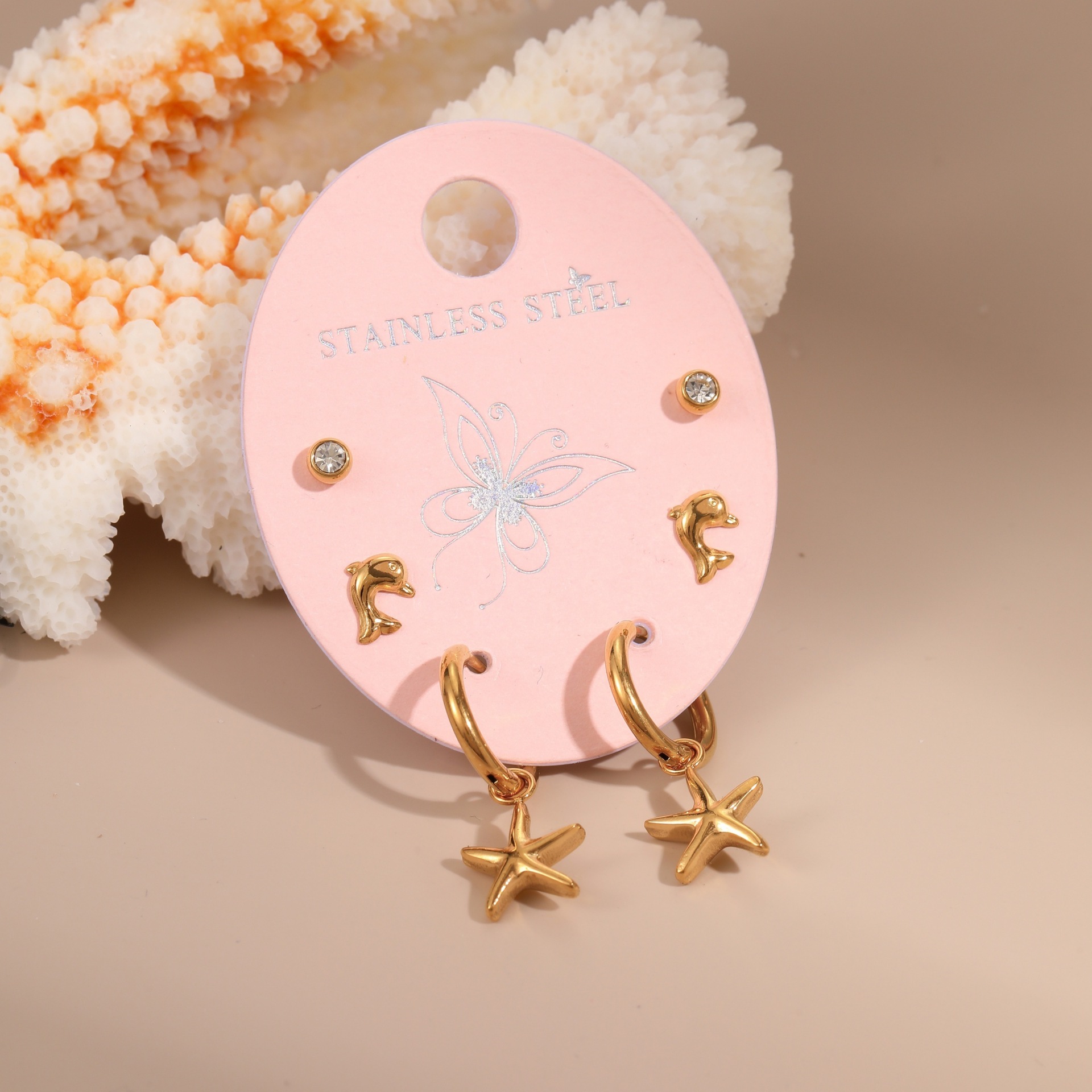 1 Pair Simple Series Classic Cartoon Stainless Steel  Gold Color  Women's Stud Earrings h5 Picture4