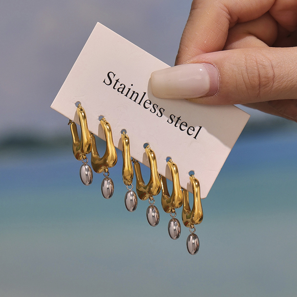 1 Pair Irregular Shape Stainless Steel Gold Color Women's Drop Earrings Picture5
