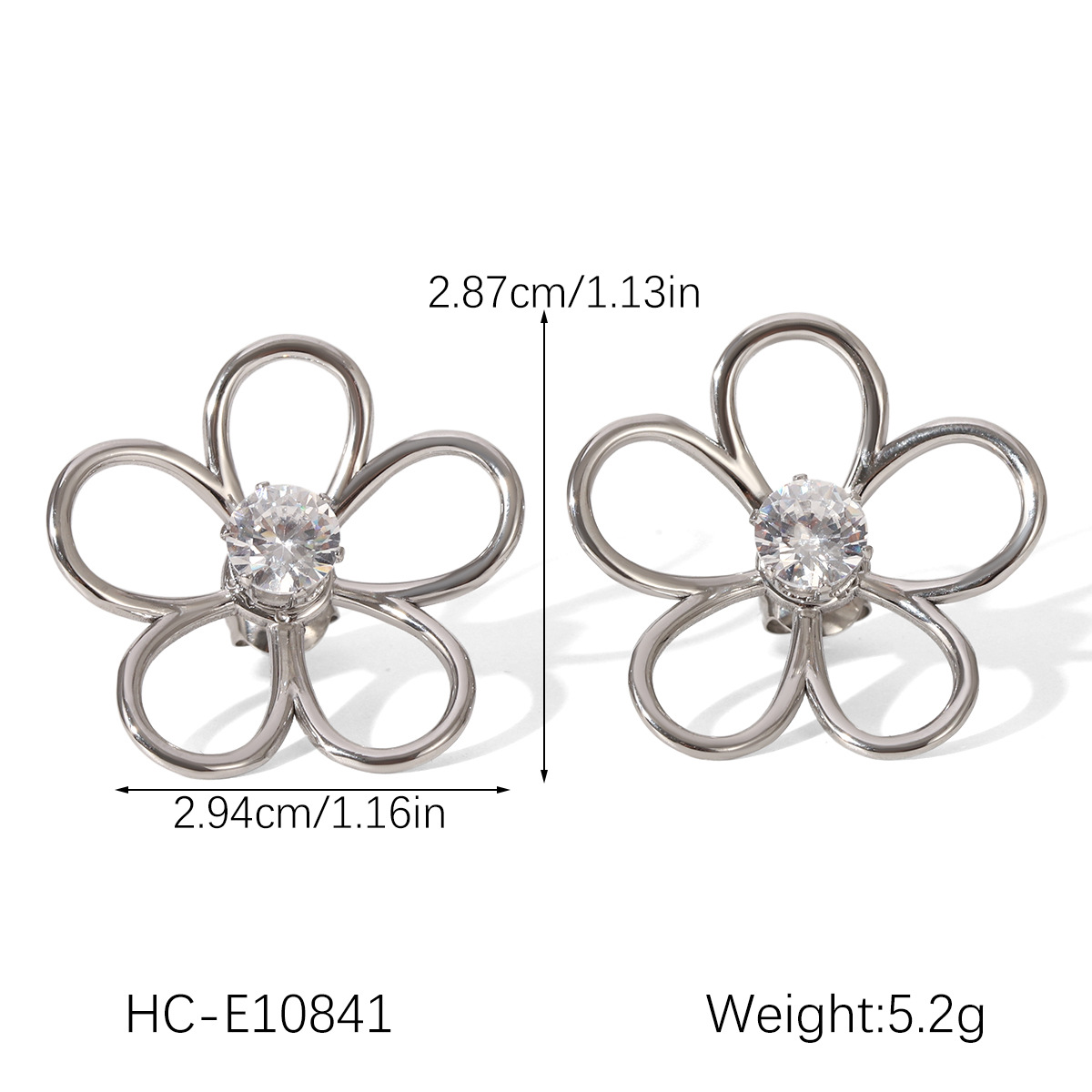 1 Pair Modern Flower Stainless Steel Gold Color Women's Stud Earrings Picture2