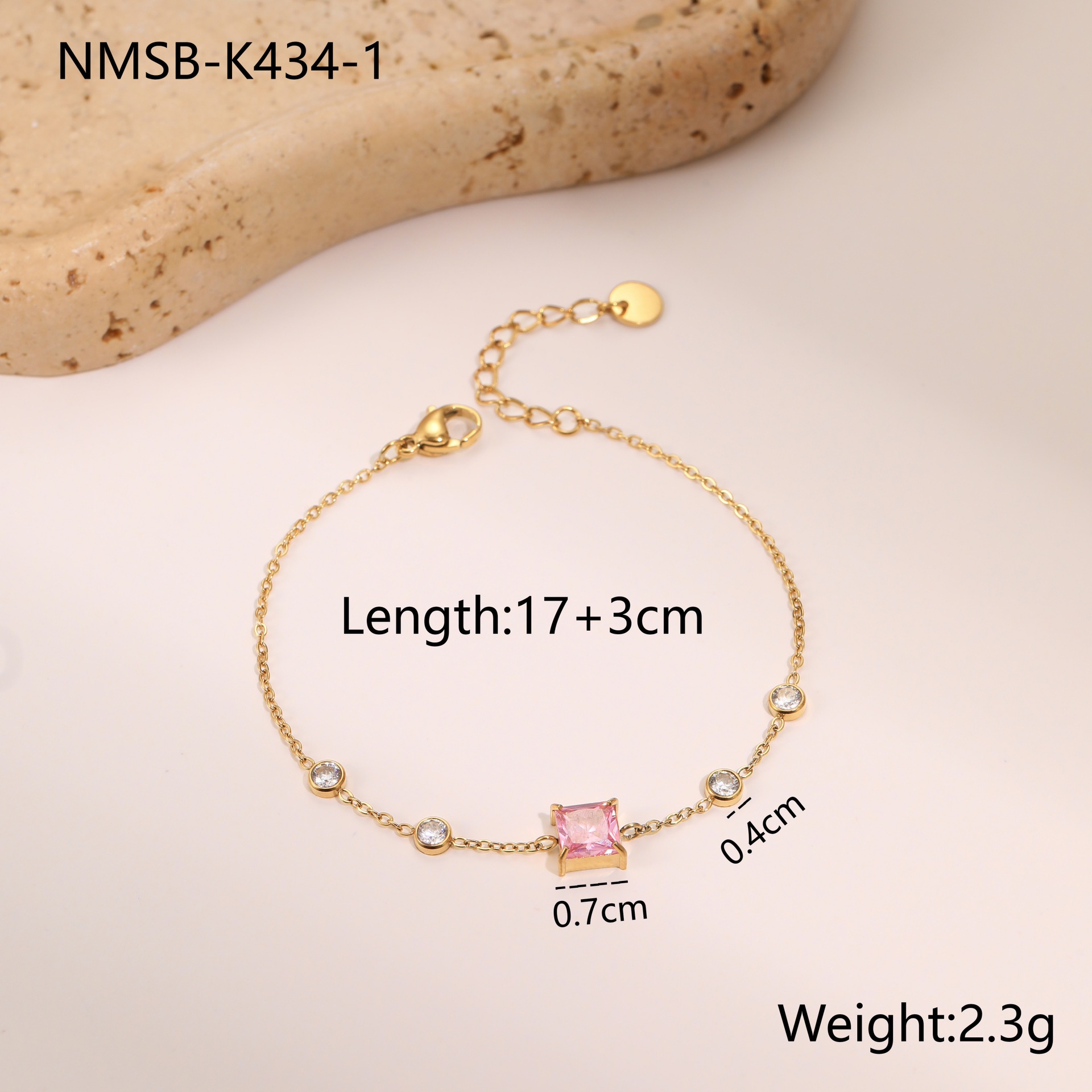 NMSB-K434-1 pink zirconium bracelet 