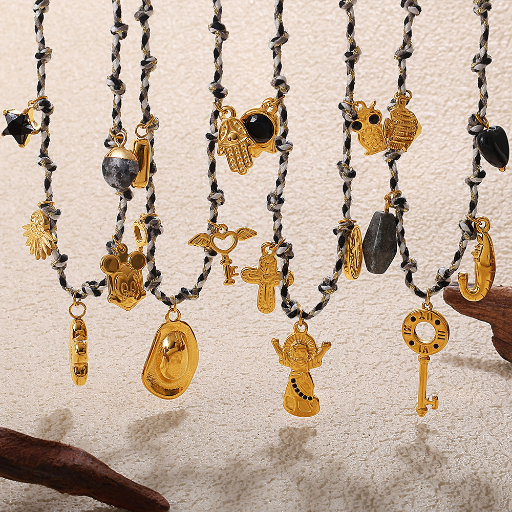 Stainless Steel Gold Color DIY Pendant Necklace Set Picture2