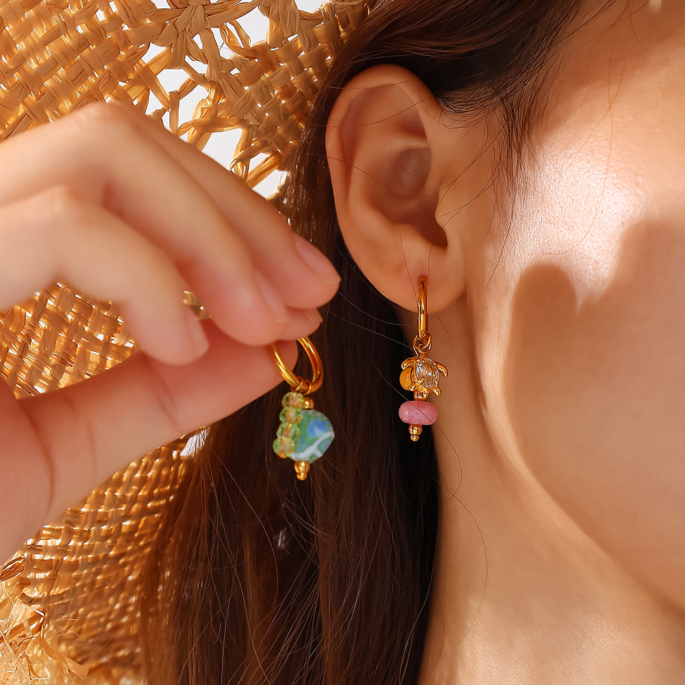 1 Pair Oceanic Stainless Steel Gold Color Drop Earrings Picture4