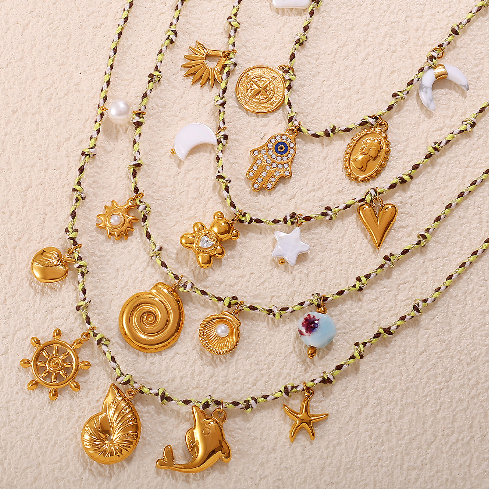 Stainless Steel Gold Color DIY Pendant Necklace Set 2