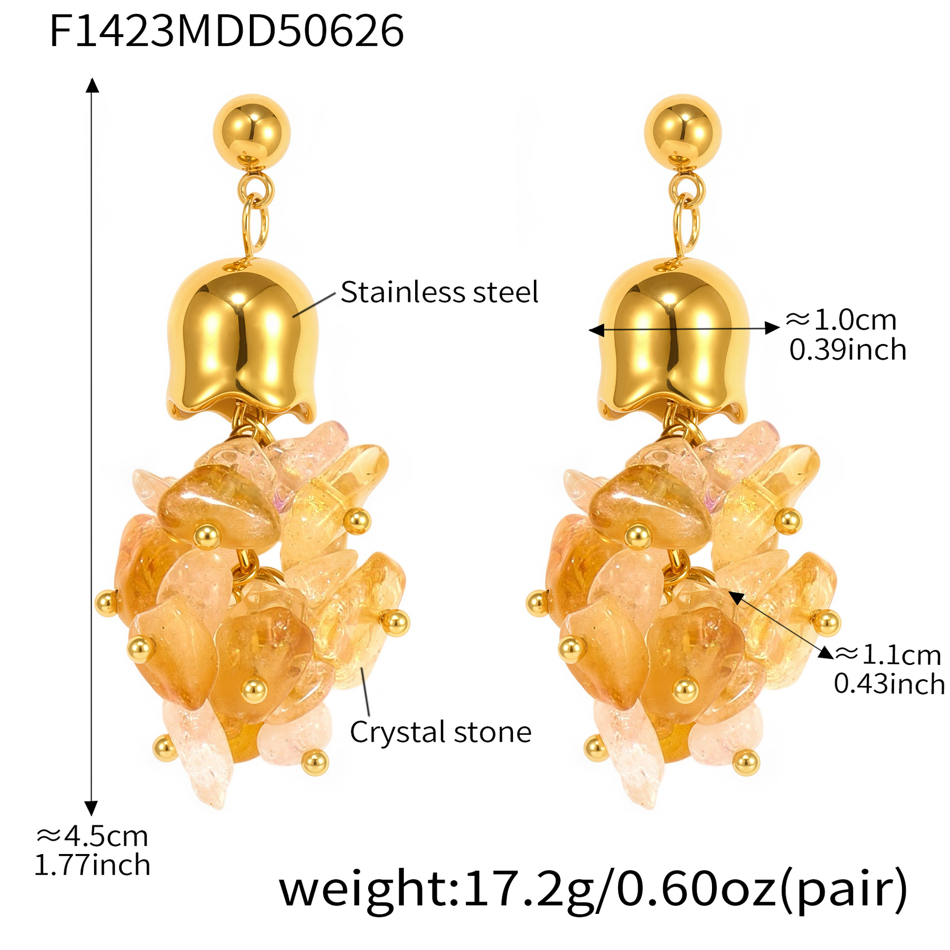 F1423-Natural Citrine Oval Earrings Picture3