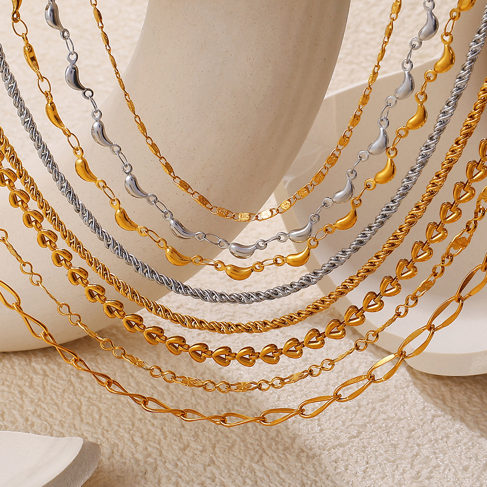 1 Piece Stainless Steel Gold Color Chain Necklace 2