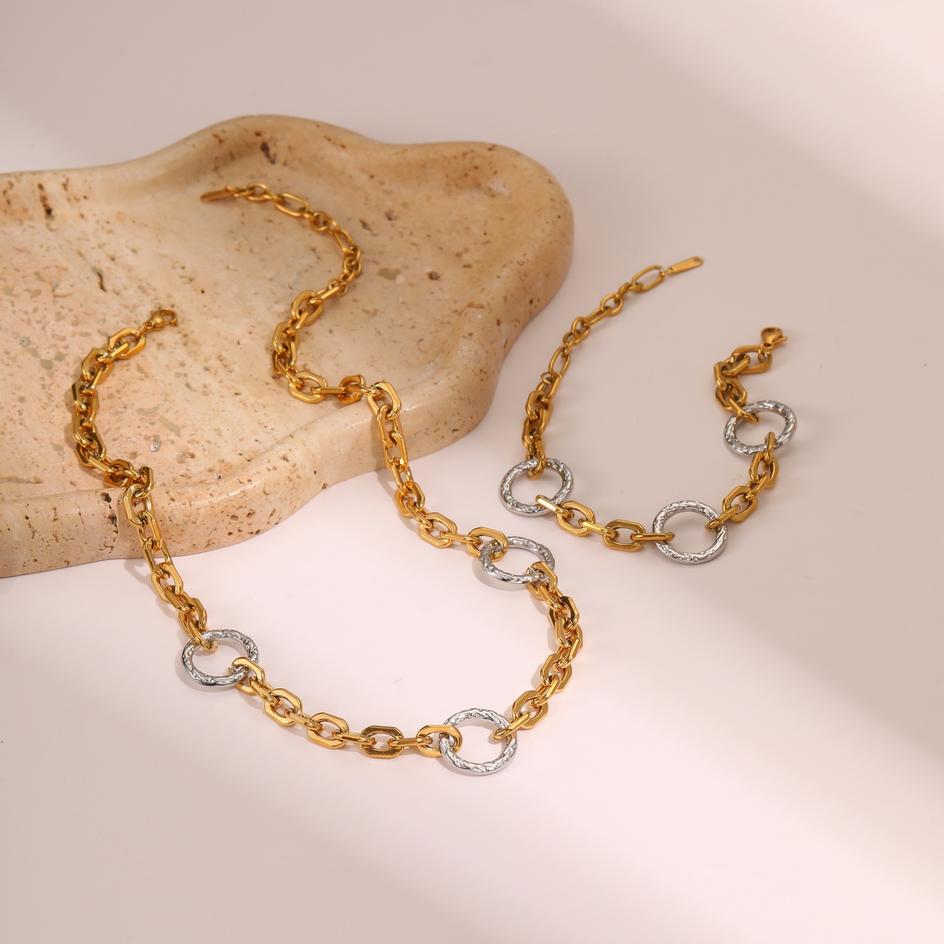 1 Piece Casual Mixed Color Chain Stainless Steel Women's Chain Necklaces