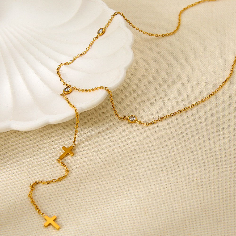1 pezzo di semplice collana classica in acciaio inossidabile con ciondolo da donna h5 Immagine4