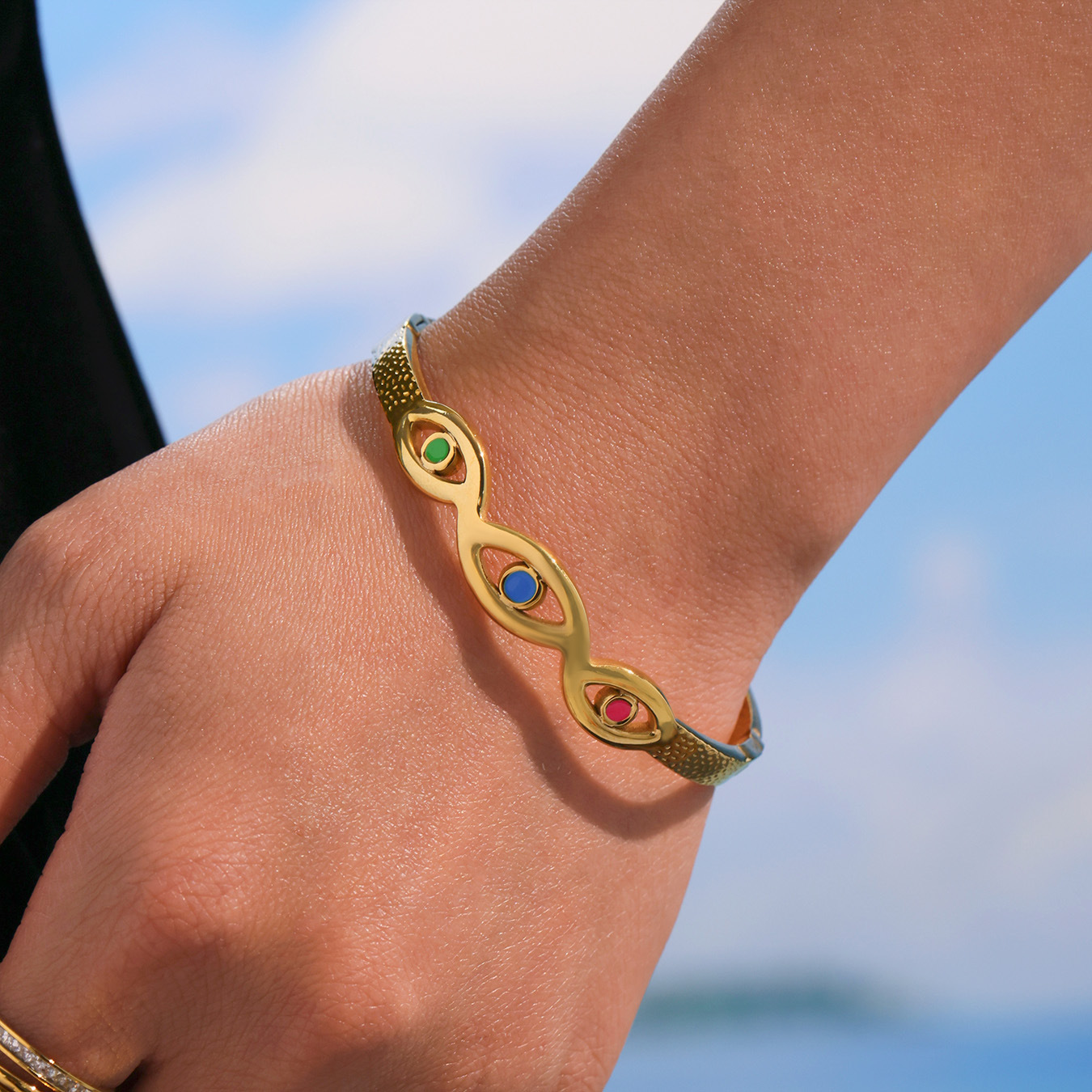 1 Piece Delicate Devil's Eye Stainless Steel Gold Color Women's Bracelets Sets h5 Picture6