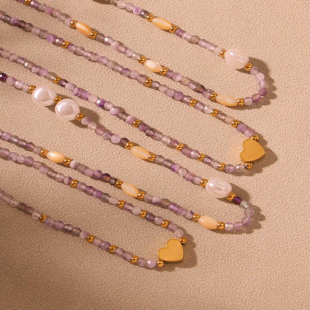 1 Piece Gorgeous Beads Stainless Steel Gold Color Women's Beaded Necklaces Picture5