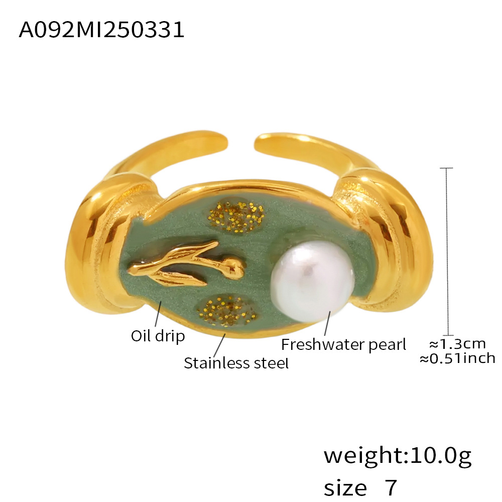 1 Piece Romantic Series Flower Stainless Steel Gold Color Statement Rings h5 