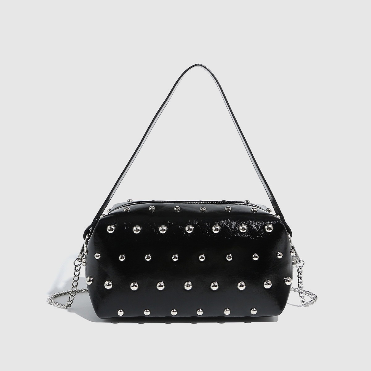 1 Piece Simple  Hip-Pop/Rock Solid Color Rivet PU Women's Handbags