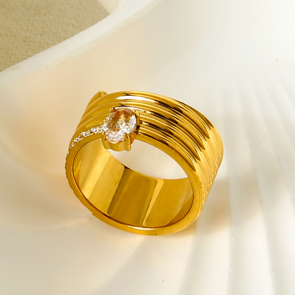 1 Piece Luxurious Multi Layer Stackable Snake Stainless Steel  Zircon Statement Rings Picture4