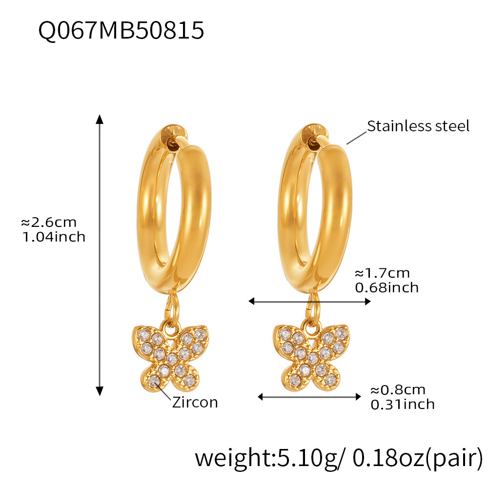 Q067-Golden Butterfly Zircon Earrings Picture6