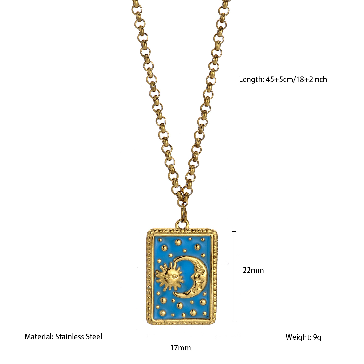 1 Piece Classic Tarot Stainless Steel Gold Color Women's Pendant Necklaces 