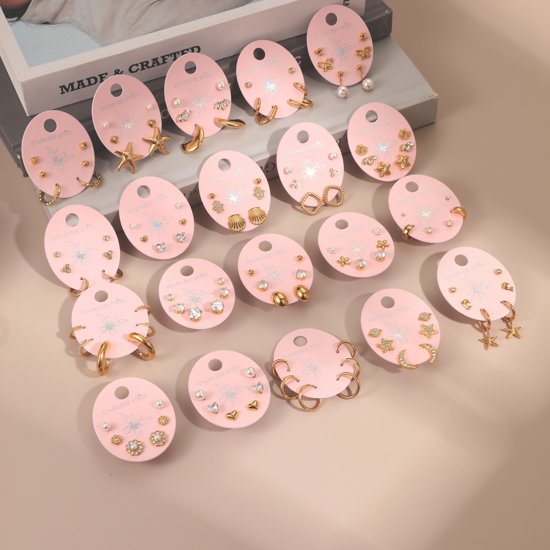 1 Pair Simple Series Classic Cartoon Stainless Steel  Gold Color  Women's Stud Earrings