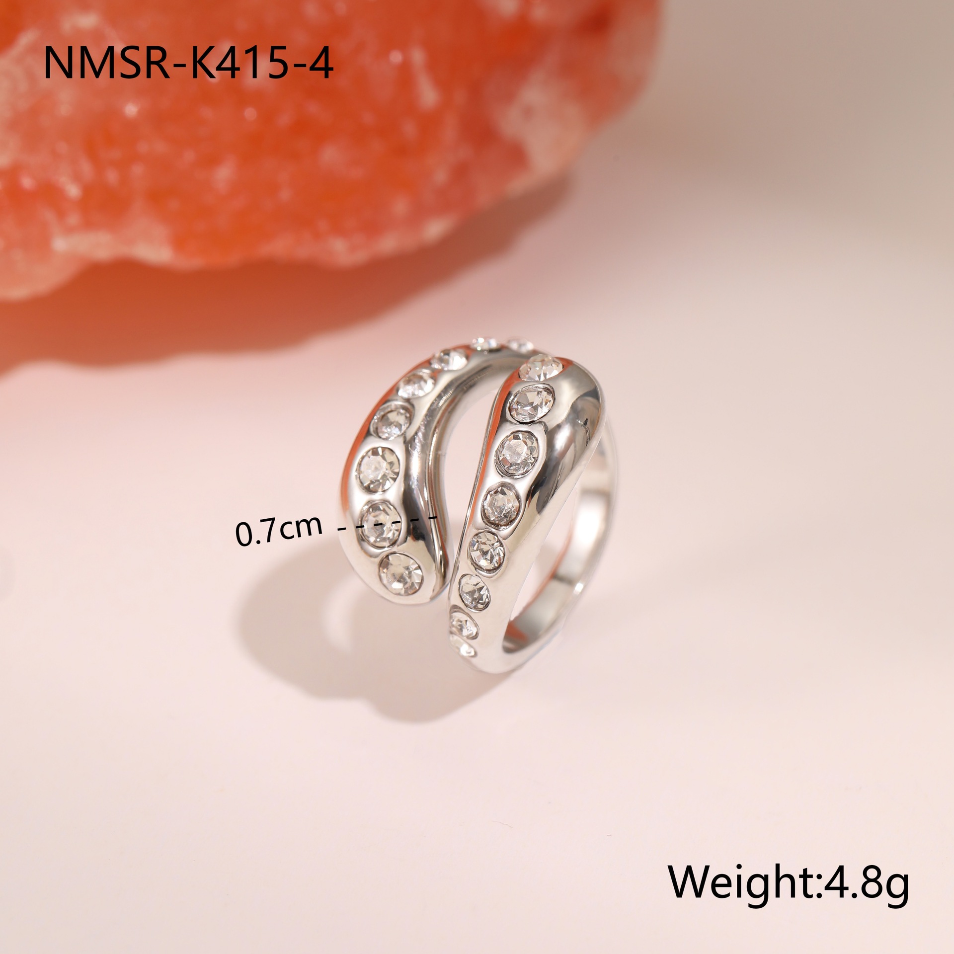 NMSR-K415-4 Steel Diamond Ring/One Size Picture6