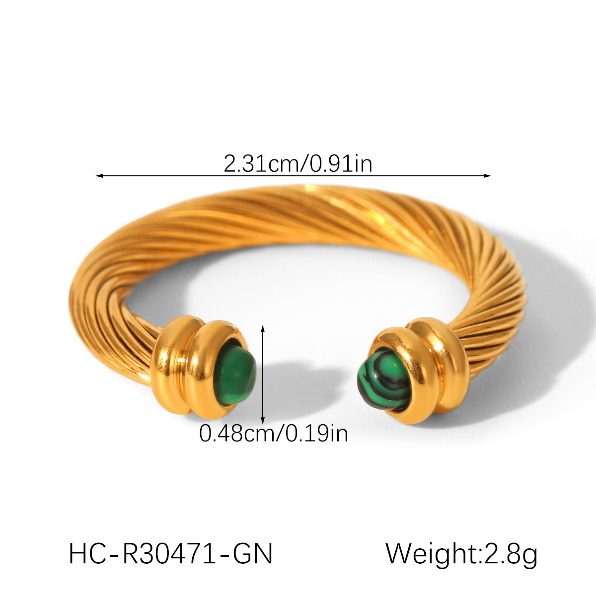 1 Piece Annular Shape Stainless Steel Gold Color Natural Stone Statement Rings Picture2