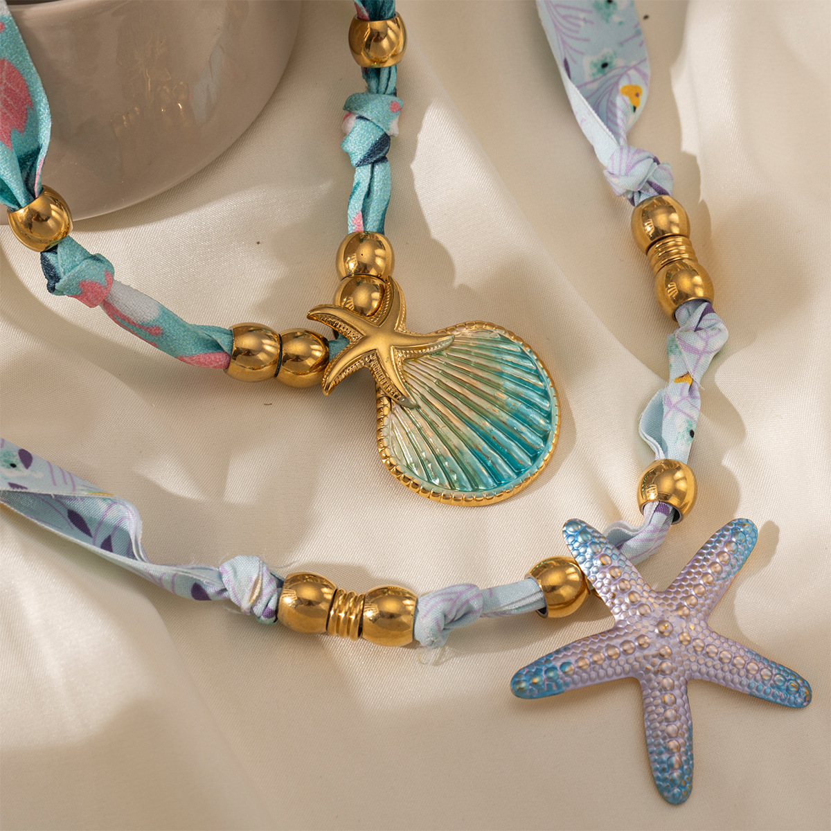 Collier avec pendentif en forme d&#39;étoile de mer en acier inoxydable doré, 1 pièce h5 Image4