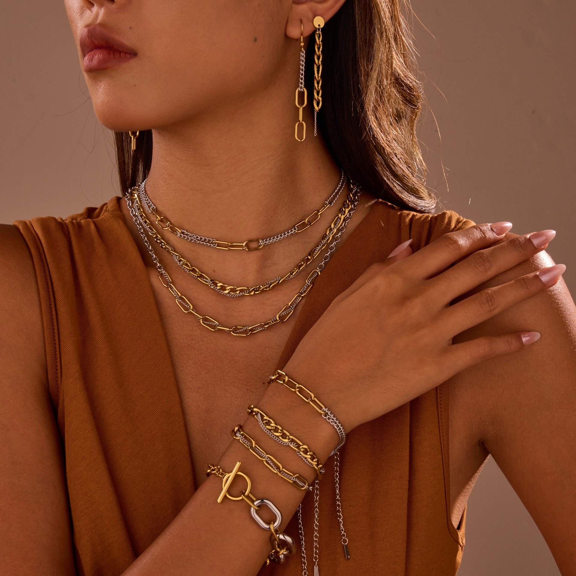 1 Piece Daily Tassel Chain Stainless Steel Women's Chain Necklaces 2