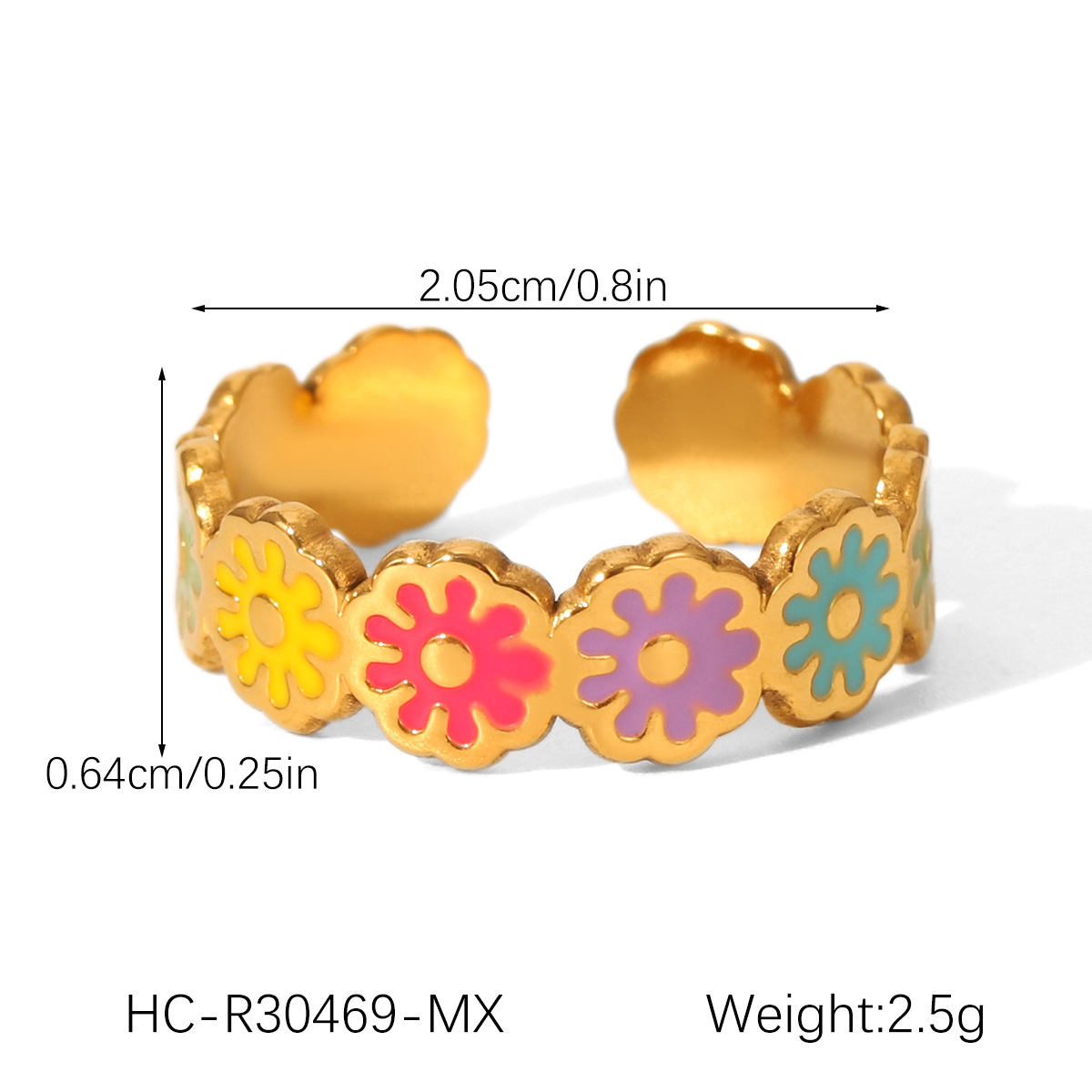 1 Piece Daily Daisy Stainless Steel Gold Color Statement Rings Picture2