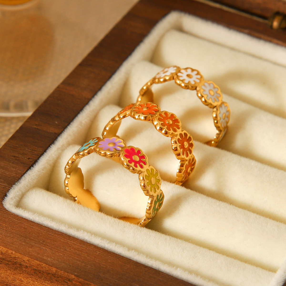 1 Piece Daily Daisy Stainless Steel Gold Color Statement Rings Picture3