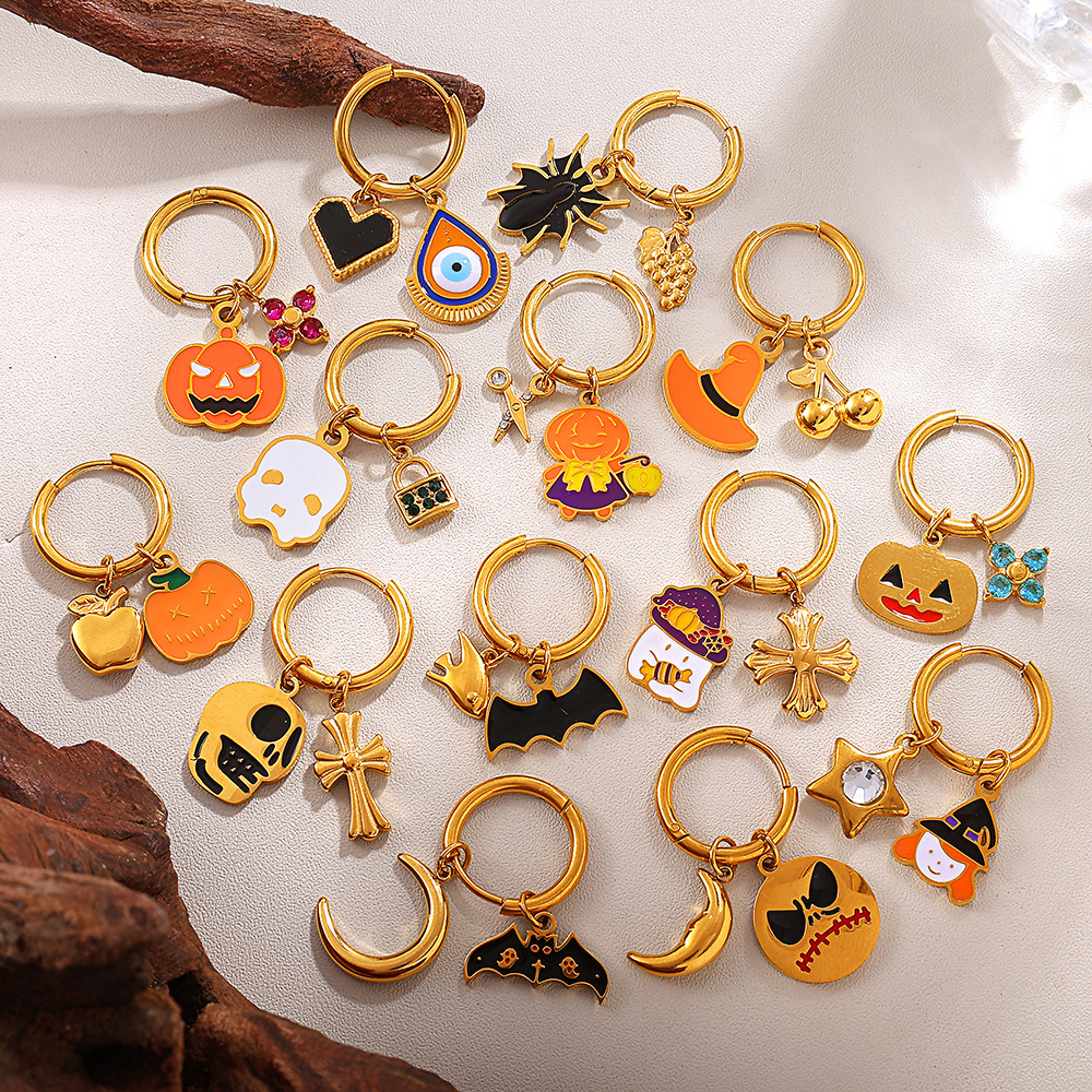 1 Pair Halloween Stainless Steel Drop Earrings 2