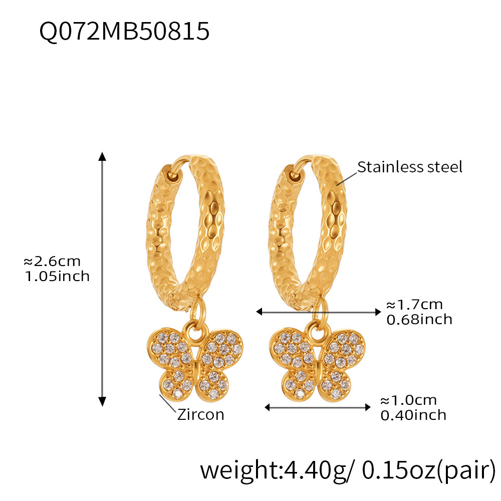 Q072-Golden Butterfly Zircon Earrings Picture11