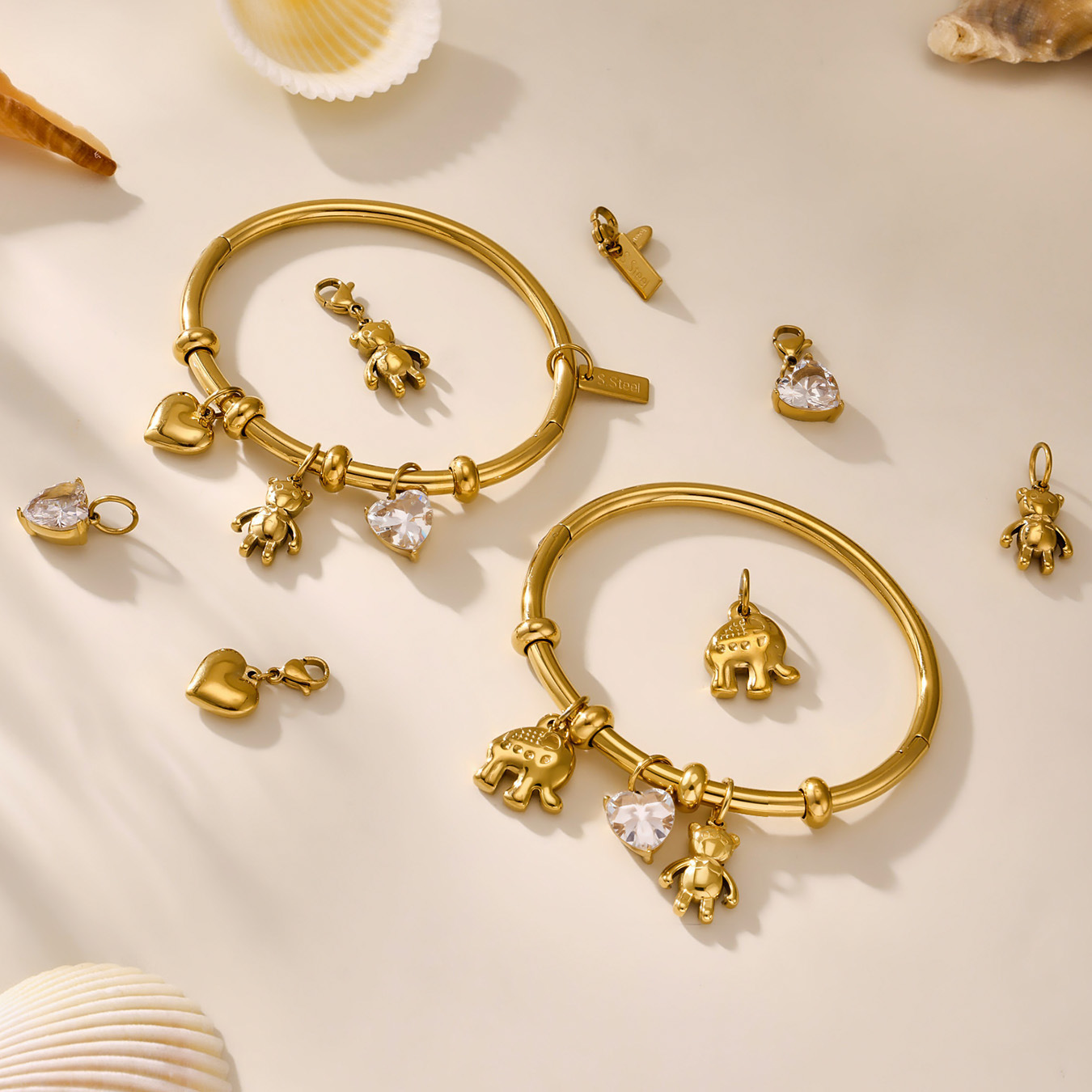 1 Piece Cute Bear Stainless Steel Gold Color Women's Charm Bracelets Picture7