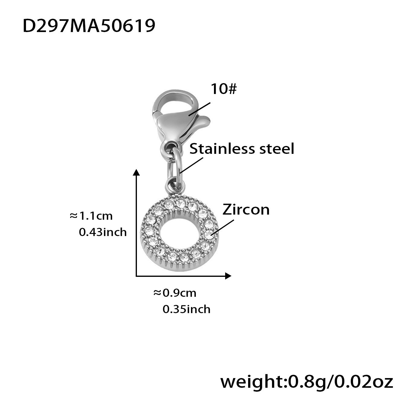 D297-Steel O-shaped 5A zircon pendant Picture6