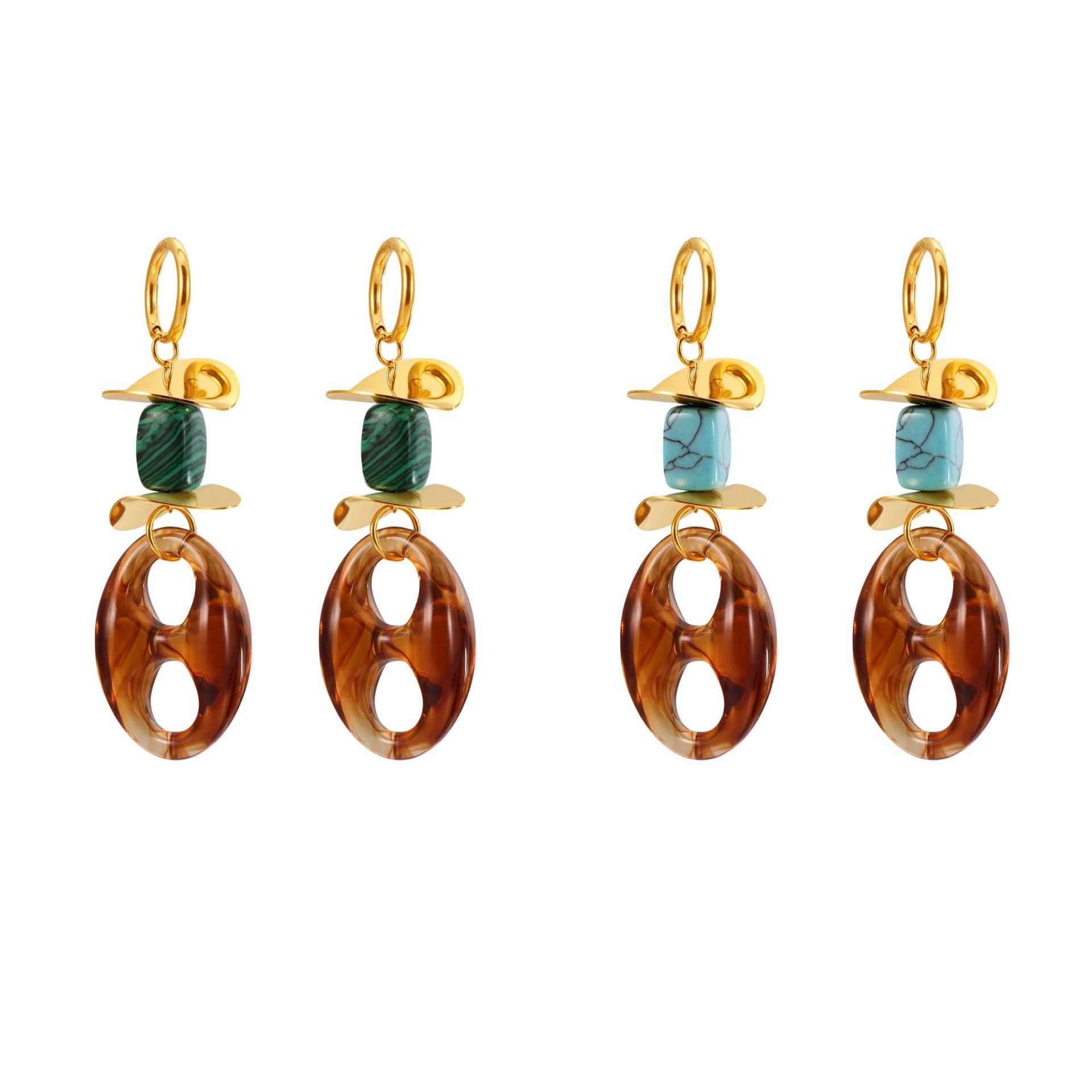 1 Pair Retro Irregular Oval Shape Stainless Steel Gold Color Women's Drop Earrings Picture8