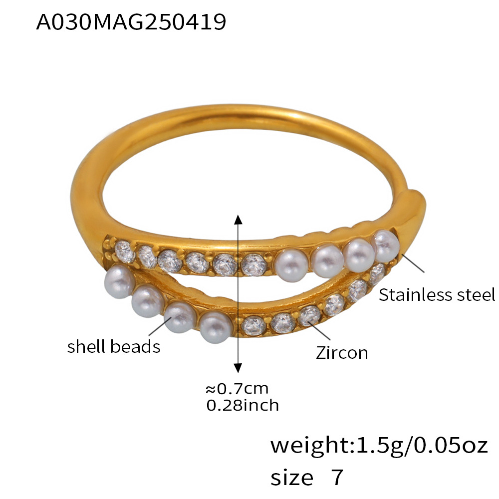 A030-Golden White Diamond Pearl Ring/No.7 Picture10
