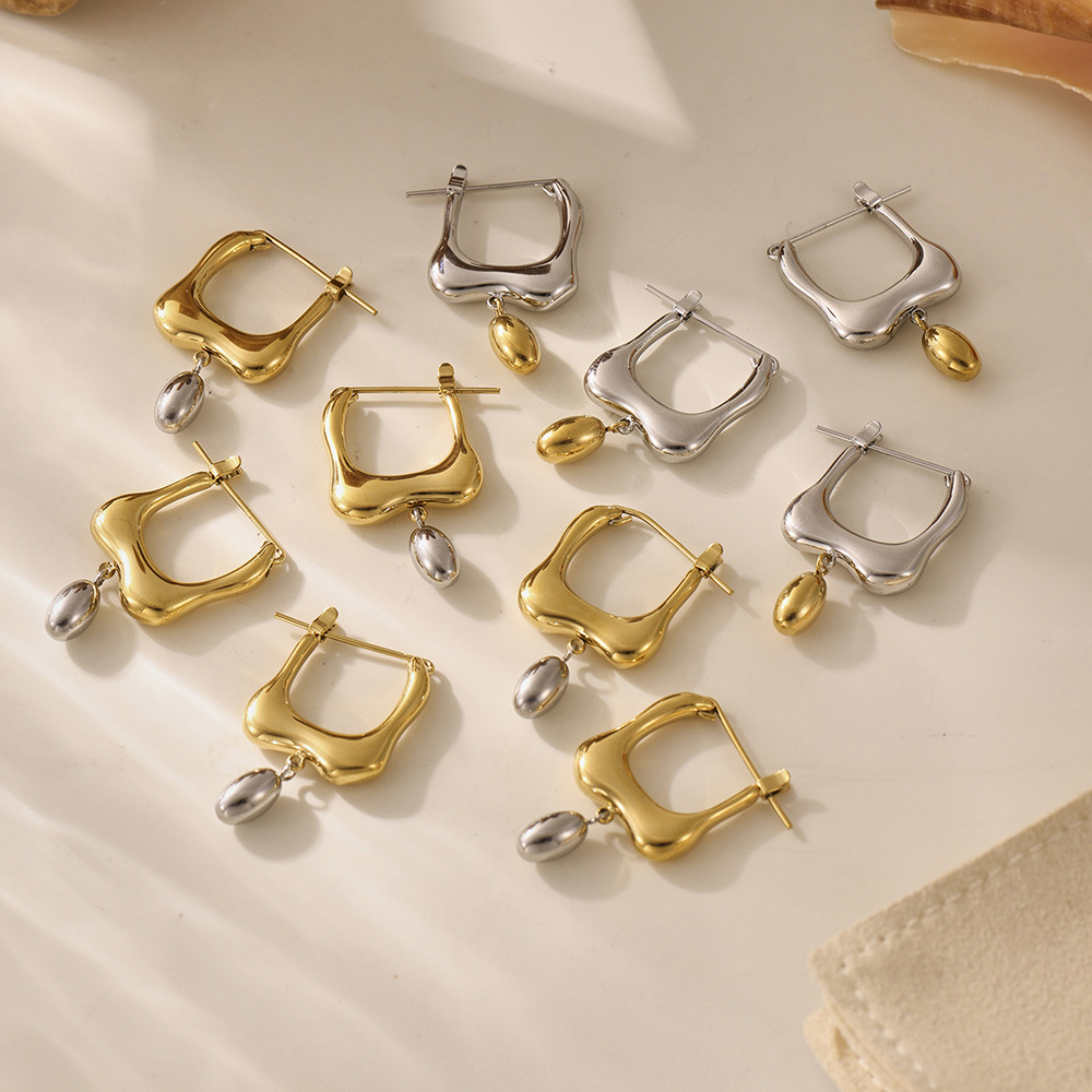 1 Pair Irregular Shape Stainless Steel Gold Color Women's Drop Earrings h5 Picture3