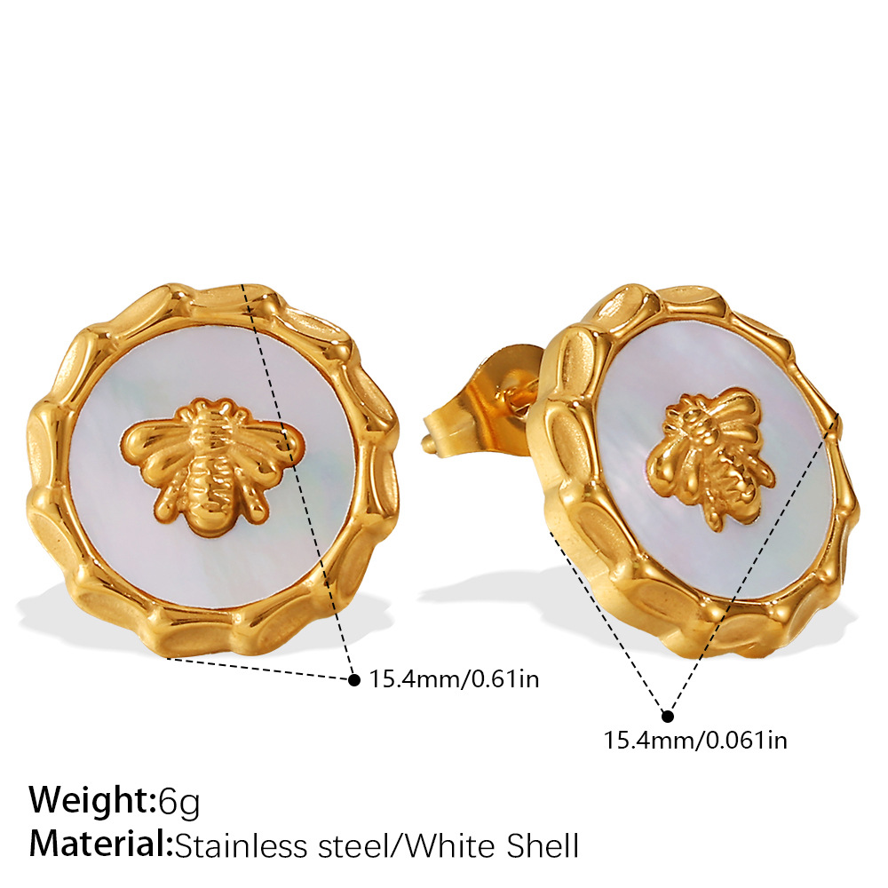 EH507G Witte schelpgouden oorbellen 