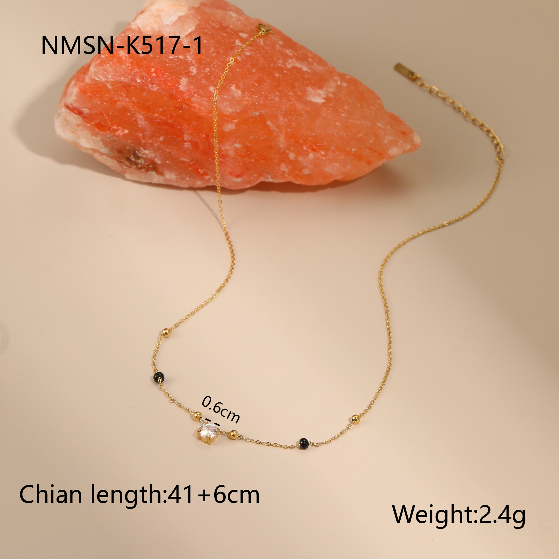 NMSN-K517-1 Gold and black beads necklace Picture3