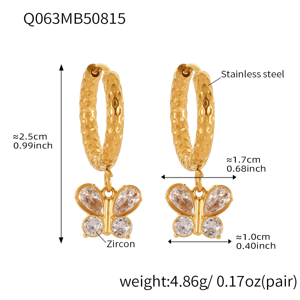 Q063-Golden Butterfly Zircon Earrings Picture2
