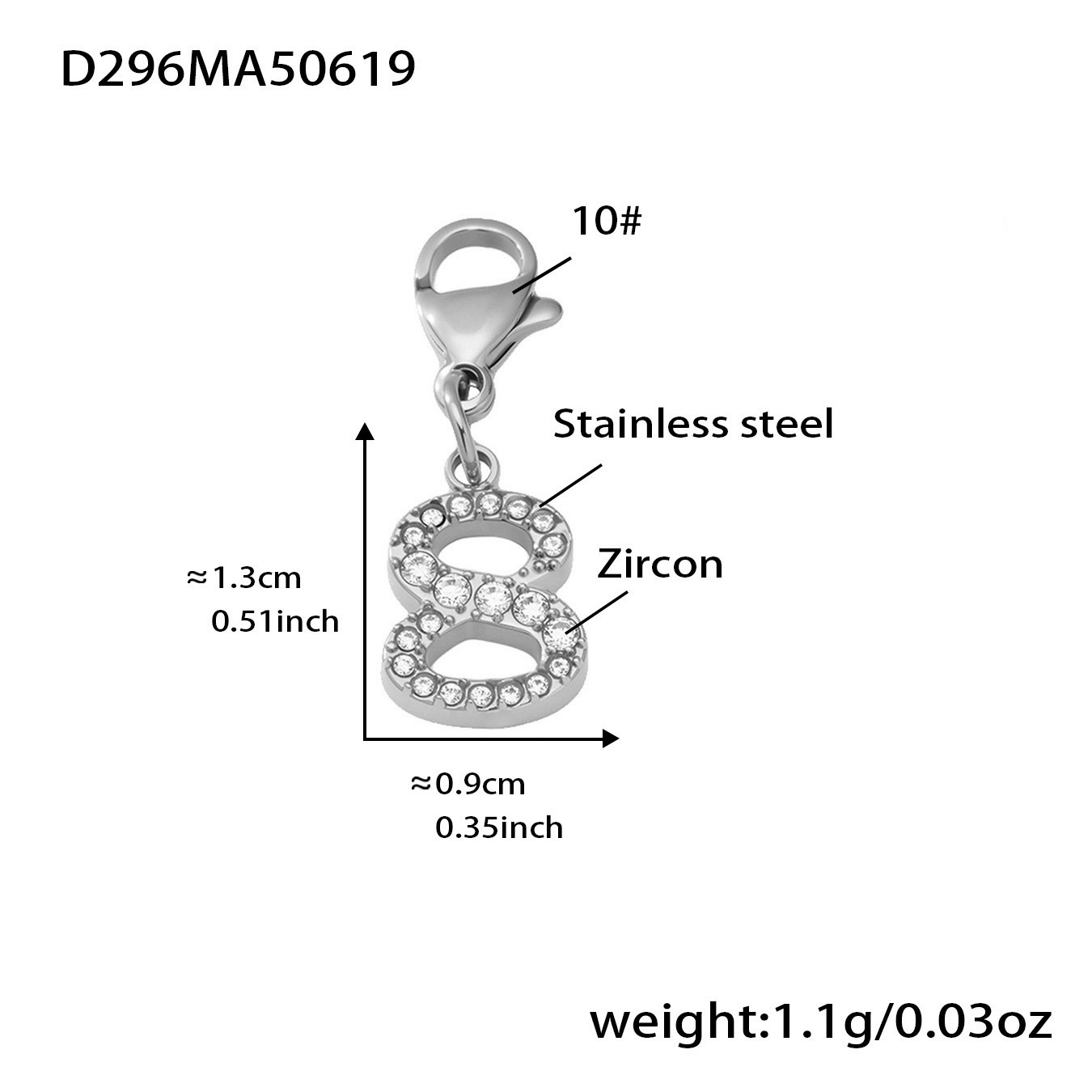 D296-Steel 8-Shaped 5A Zircon Pendant Picture4