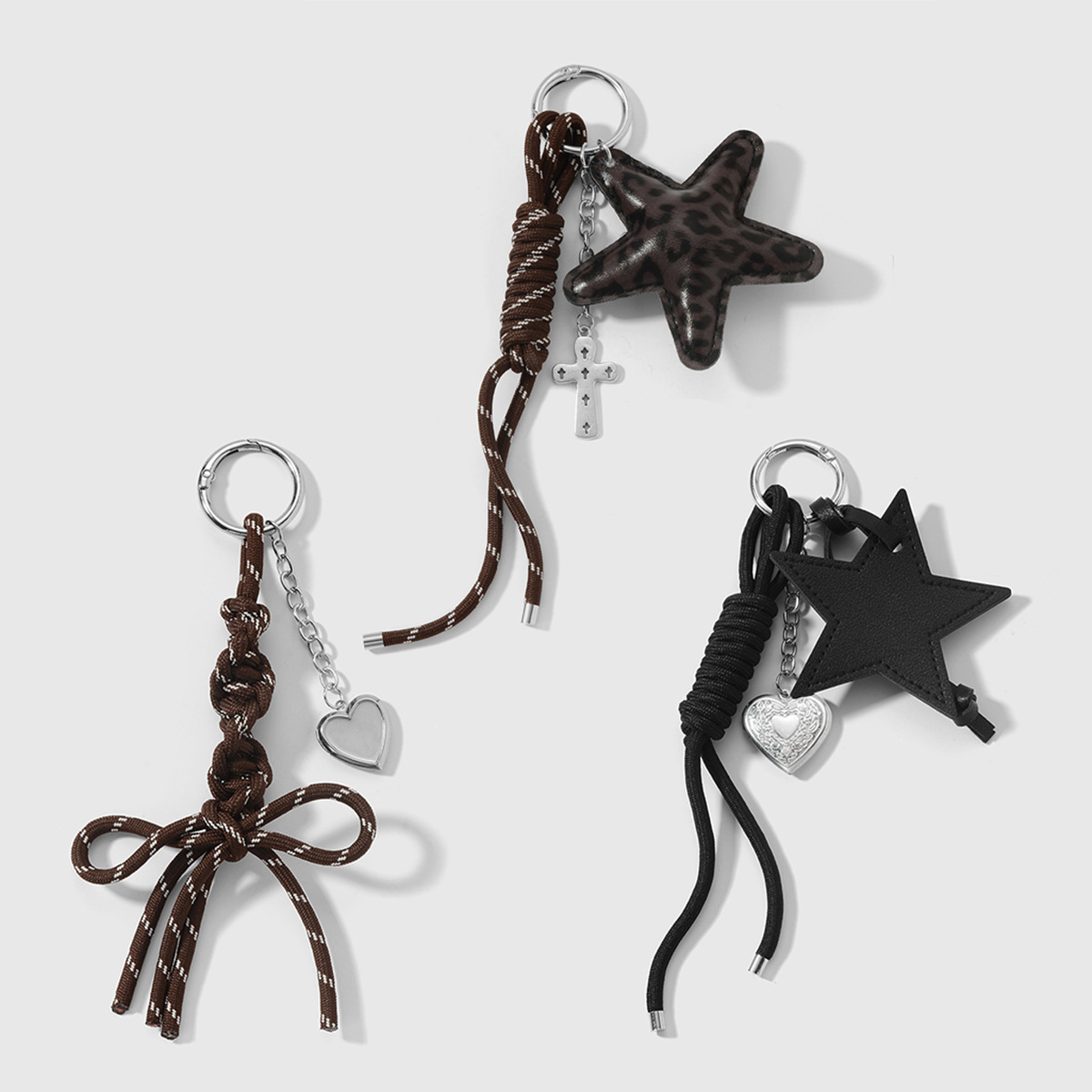 1 Piece Retro Leopard Print Leather Star Bag Charm Picture3