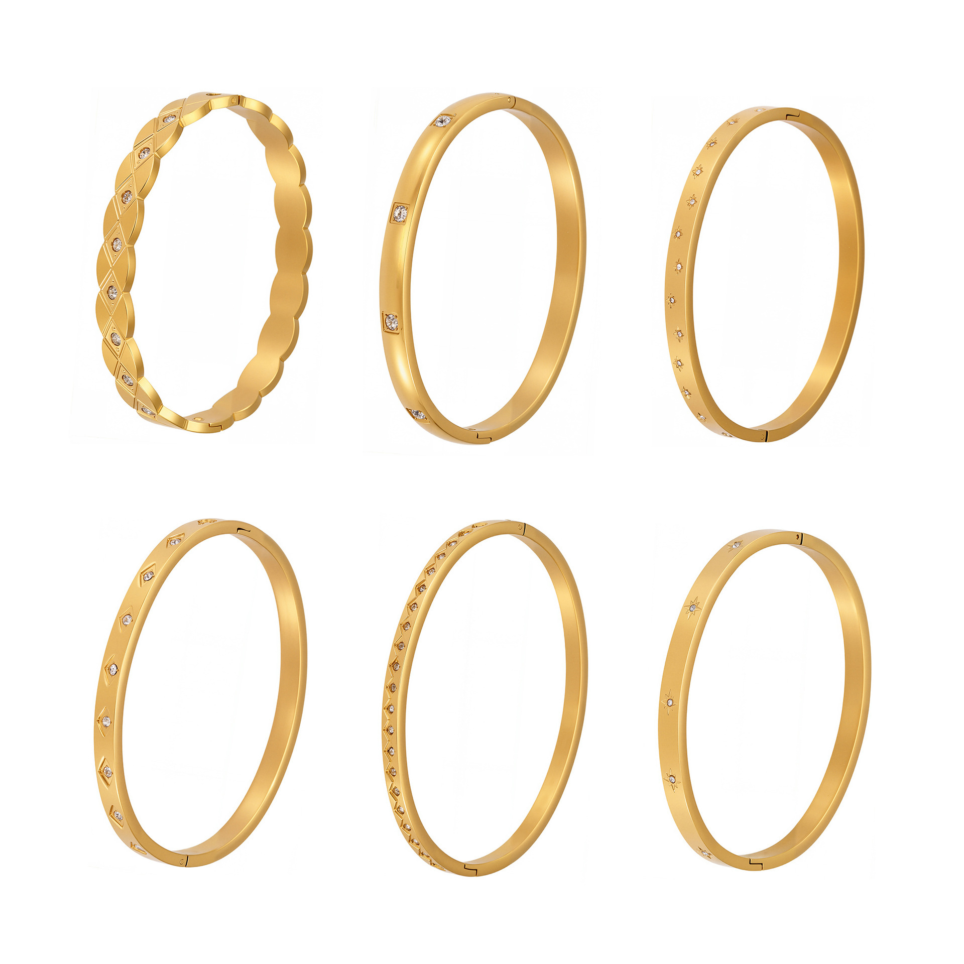 1 Piece Classic Irregular Shape Stainless Steel Gold Color Women's Bangles Picture10