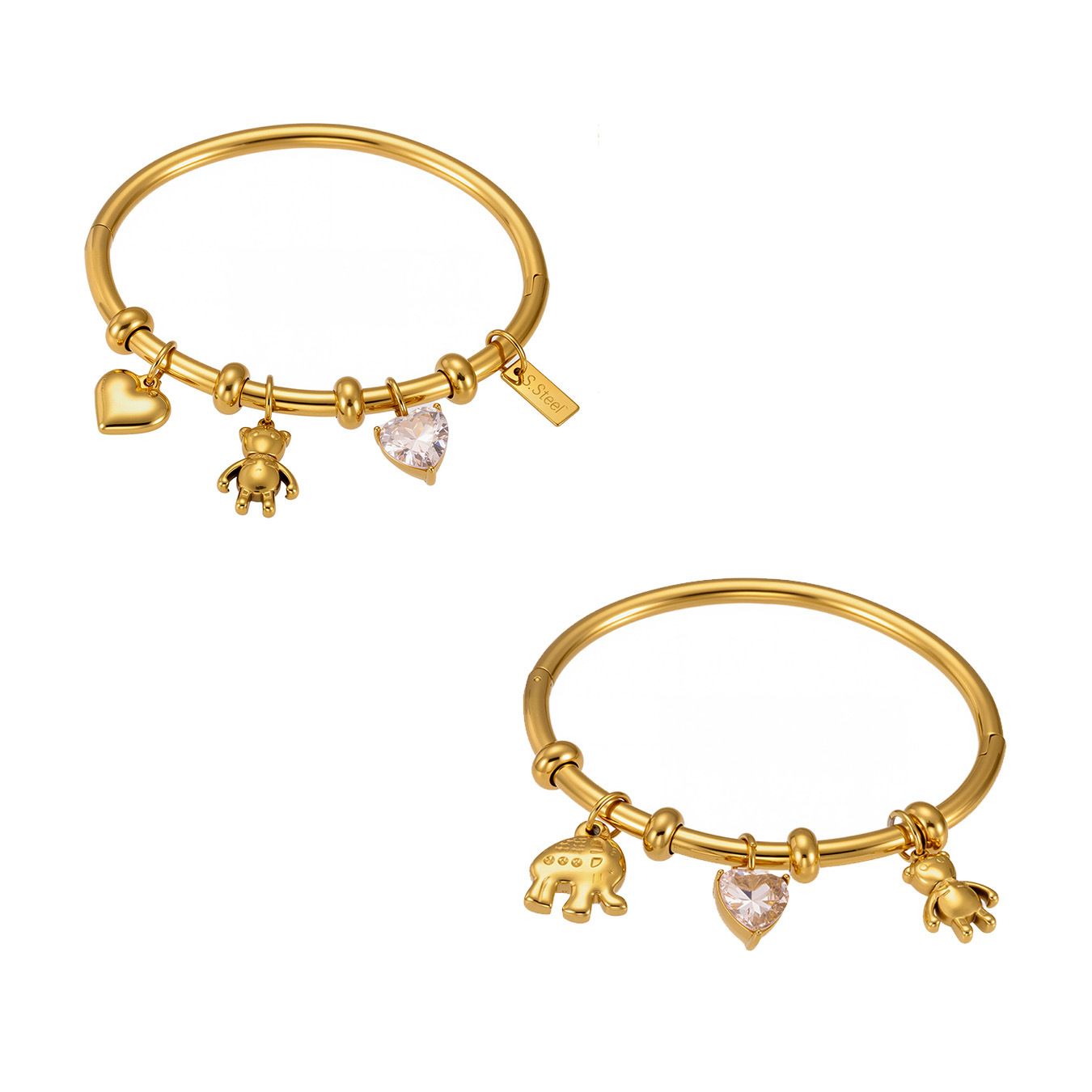 1 Piece Cute Bear Stainless Steel Gold Color Women's Charm Bracelets h5 Picture9