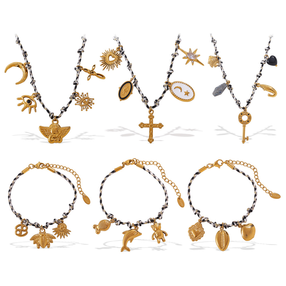 Stainless Steel Gold Color DIY Pendant Necklace Set Picture5