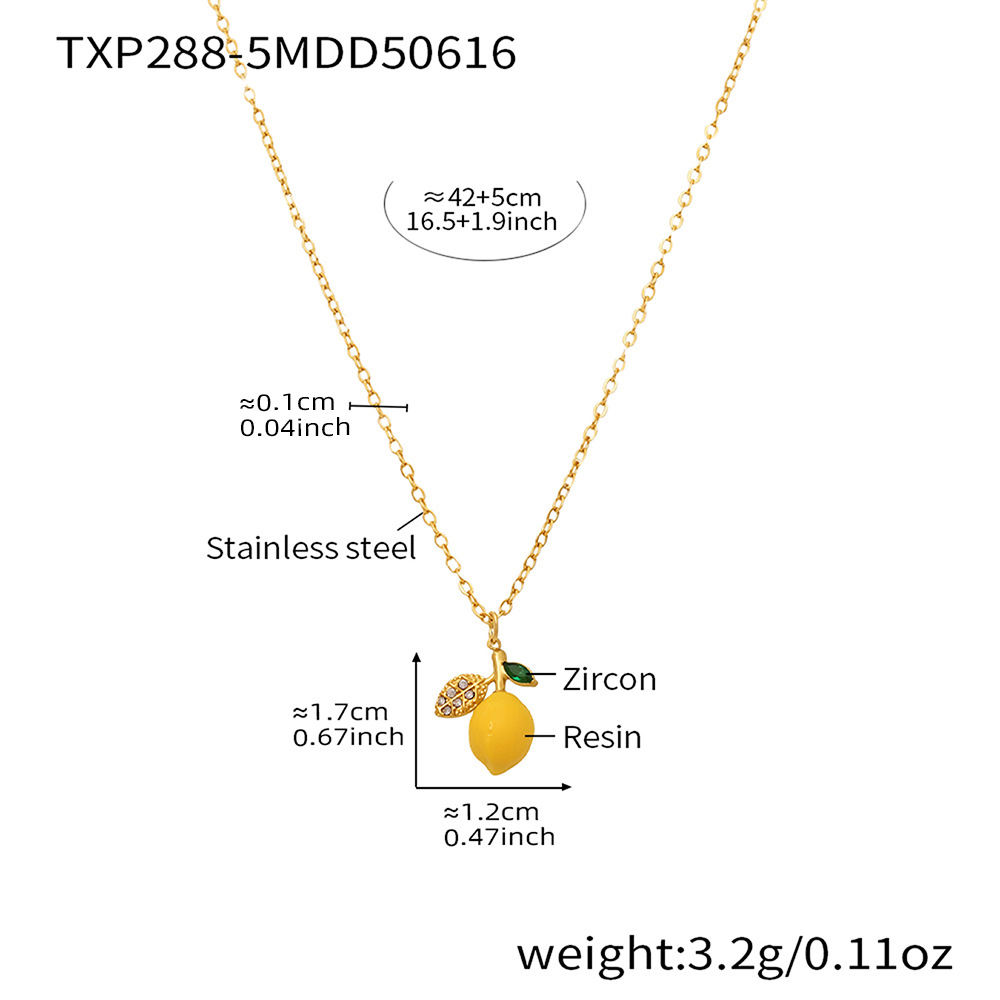 TXP288-5 Lemon Gold White Diamond Necklace 40+5cm Picture5